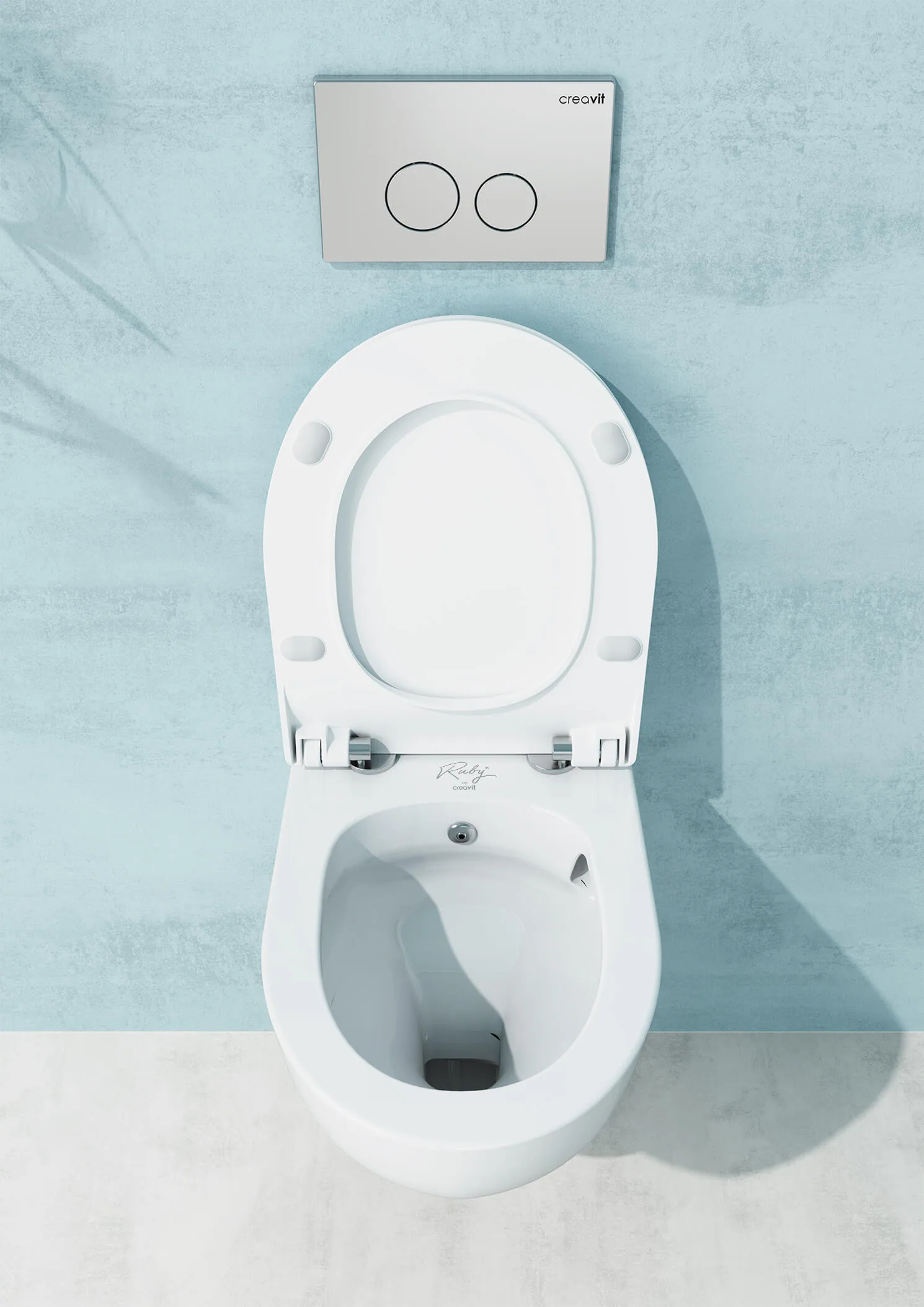 Creavit Ness Vortex wall-hung pan with flush plate